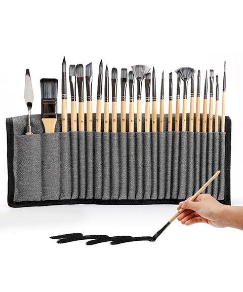 Lenovogo - Professional Art Brush With Natural Wood Handles Set Of 24