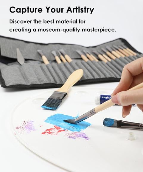 Lenovogo - Professional Art Brush With Natural Wood Handles Set Of 24