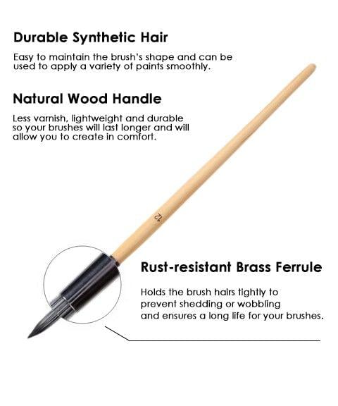 Lenovogo - Professional Art Brush With Natural Wood Handles Set Of 24