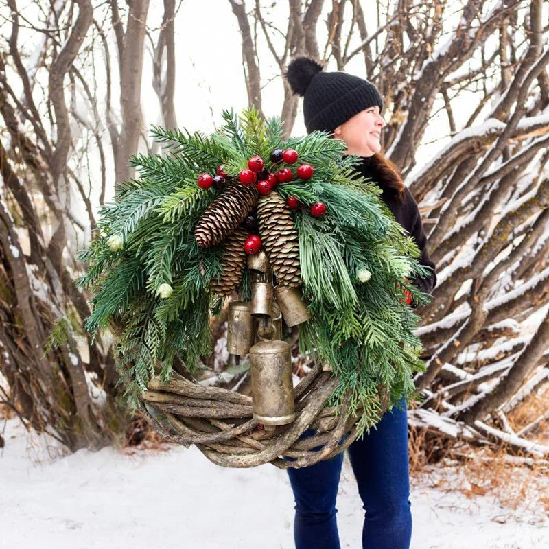 🎄Early Christmas Sale🍭 Farmhouse Christmas Wreath, Boho Wreath, Holiday Wreath