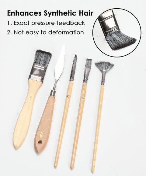 Lenovogo - Professional Art Brush With Natural Wood Handles Set Of 24