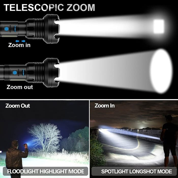 🔥 - LED Rechargeable Tactical Laser Flashlight High Lumens