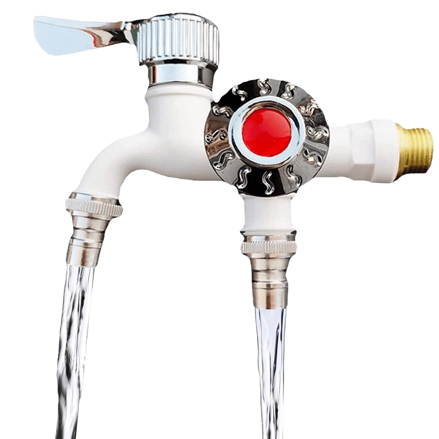 Dual control sink valve anti-freeze tap with one inlet and two outlets