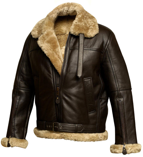 Aviator Bomber Jacket B3 Real Shearling Sheepskin Leather – lenovogo