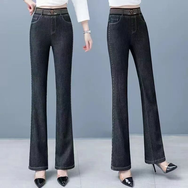 High Waist Elastic Bootcut Jeans