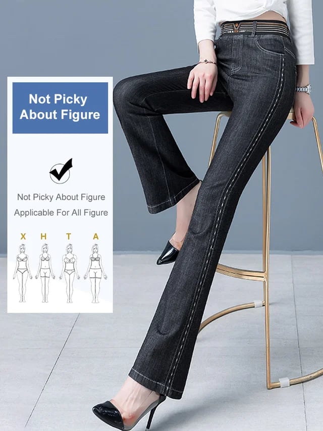 High Waist Elastic Bootcut Jeans