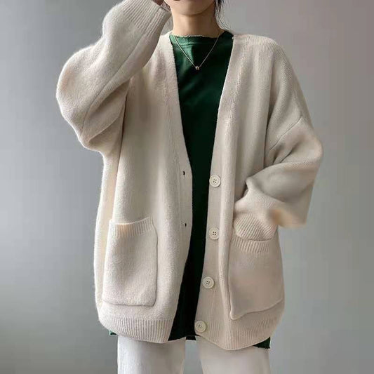 ✨Lazy-style Solid-color Knitted Cardigan