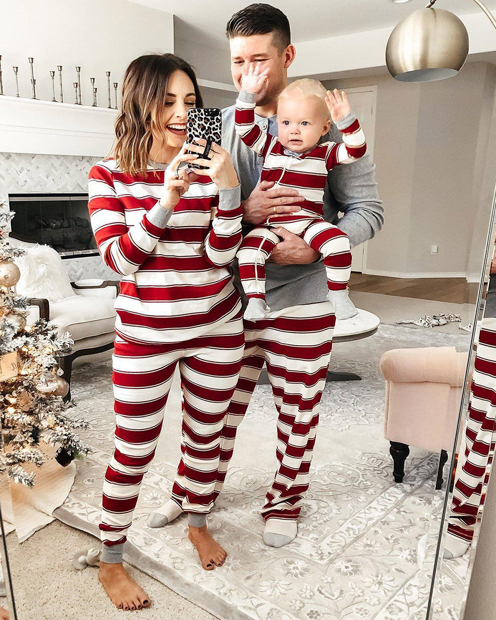 🎄  Christmas Red Striped Family Pajamas