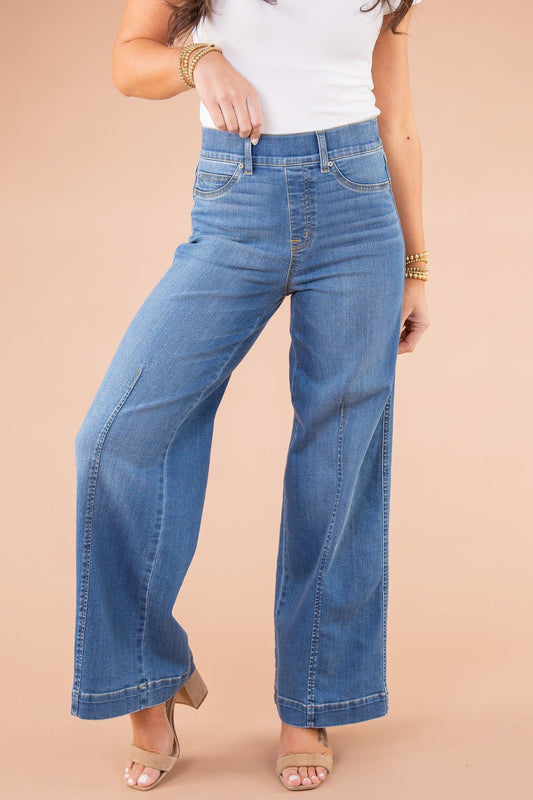 🔥Vintage style sewn front wide leg jeans