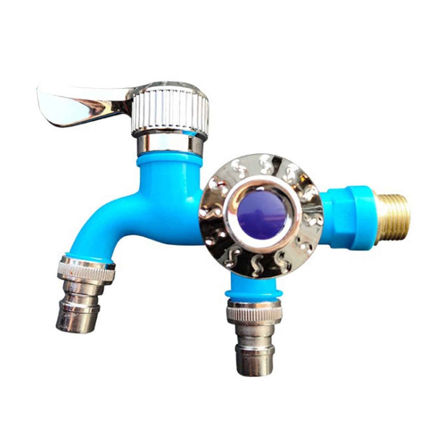 Dual control sink valve anti-freeze tap with one inlet and two outlets