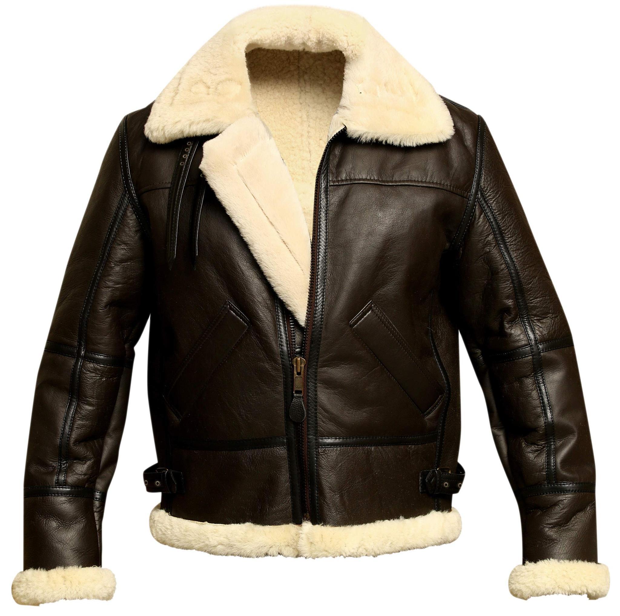 Aviator Bomber Jacket B3 Real Shearling Sheepskin Leather – lenovogo