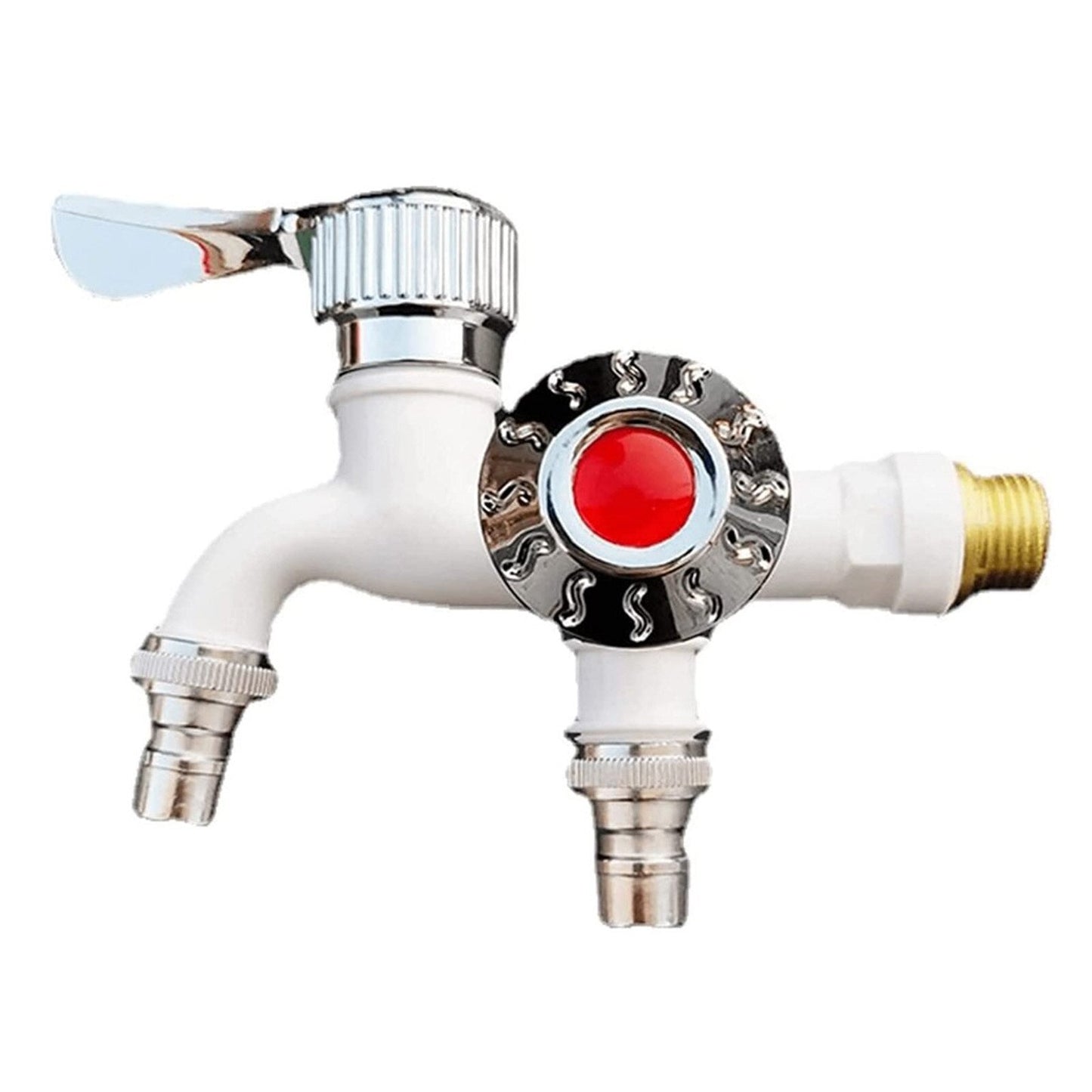 Dual control sink valve anti-freeze tap with one inlet and two outlets