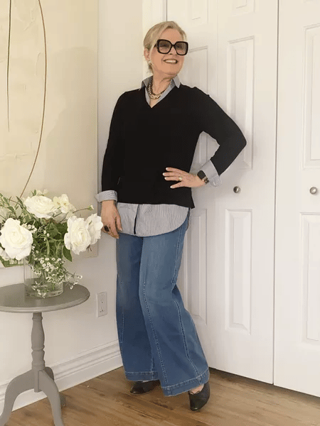 🔥Vintage style sewn front wide leg jeans