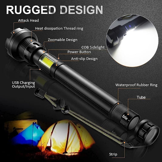 🔥 - LED Rechargeable Tactical Laser Flashlight High Lumens