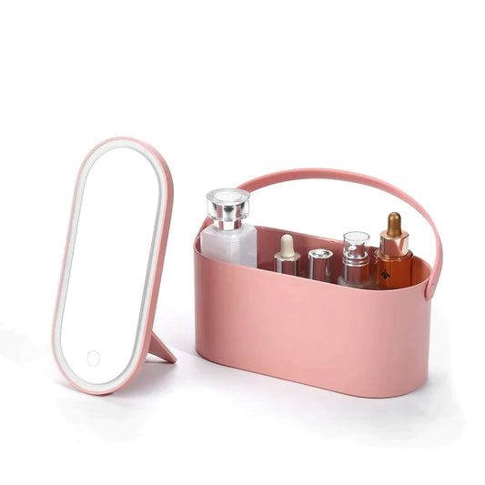 🔥Portable LED Cosmetic Mirror Organizer with Storage