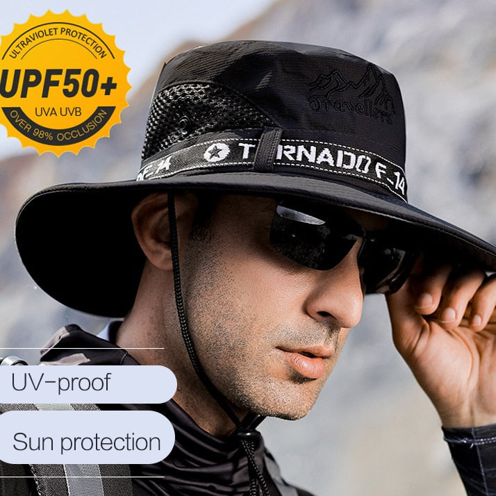 Men’s Sun Protection Wide Brim Bucket Hat, UPF 50+ Level