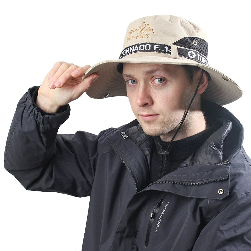 Men’s Sun Protection Wide Brim Bucket Hat, UPF 50+ Level