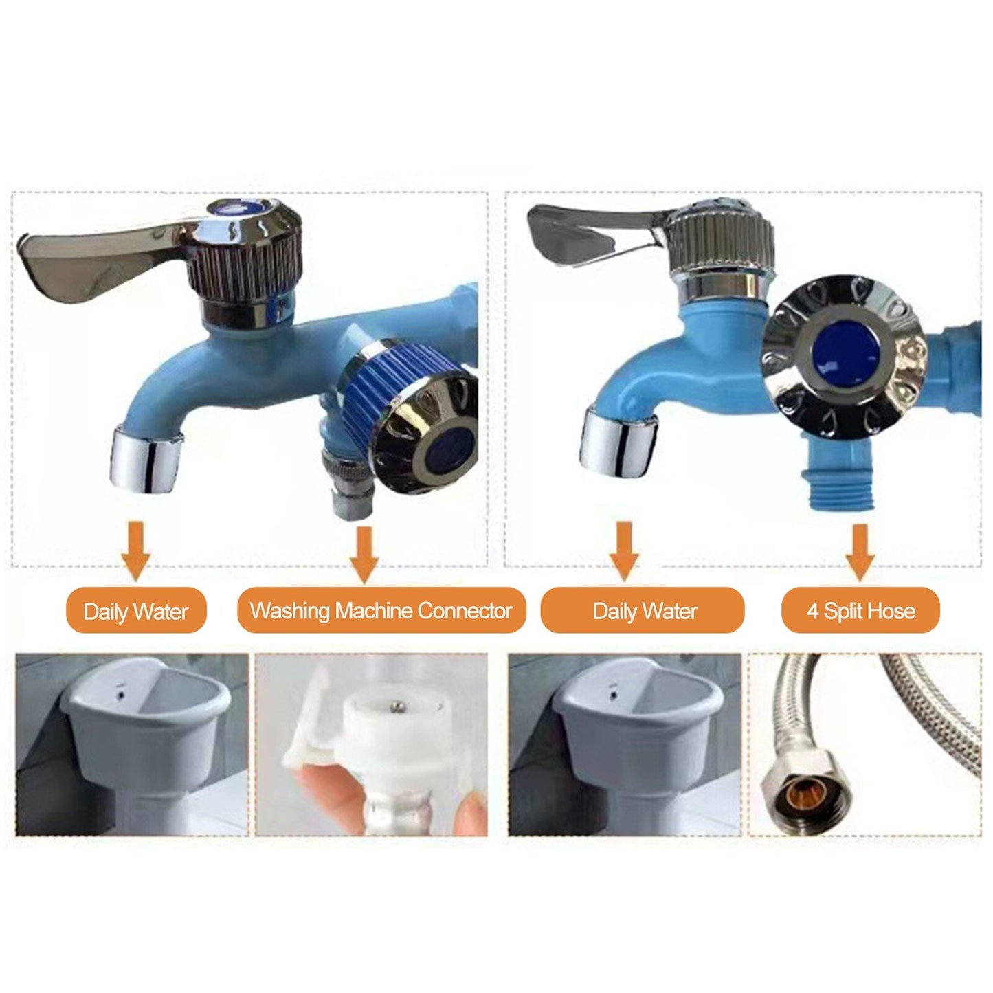 Dual control sink valve anti-freeze tap with one inlet and two outlets