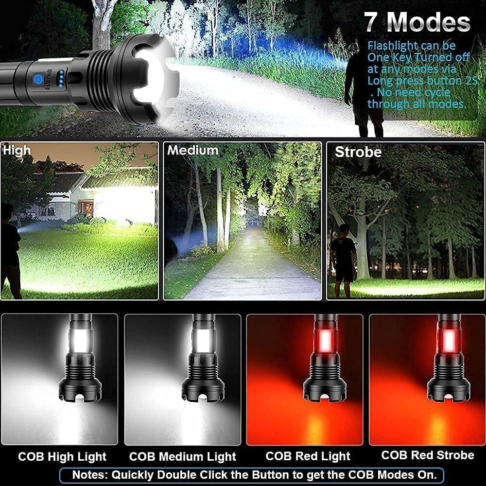 🔥 - LED Rechargeable Tactical Laser Flashlight High Lumens