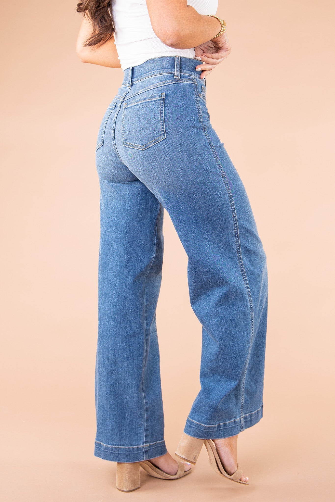 🔥Vintage style sewn front wide leg jeans
