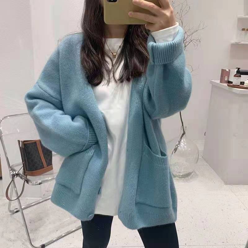 ✨Lazy-style Solid-color Knitted Cardigan