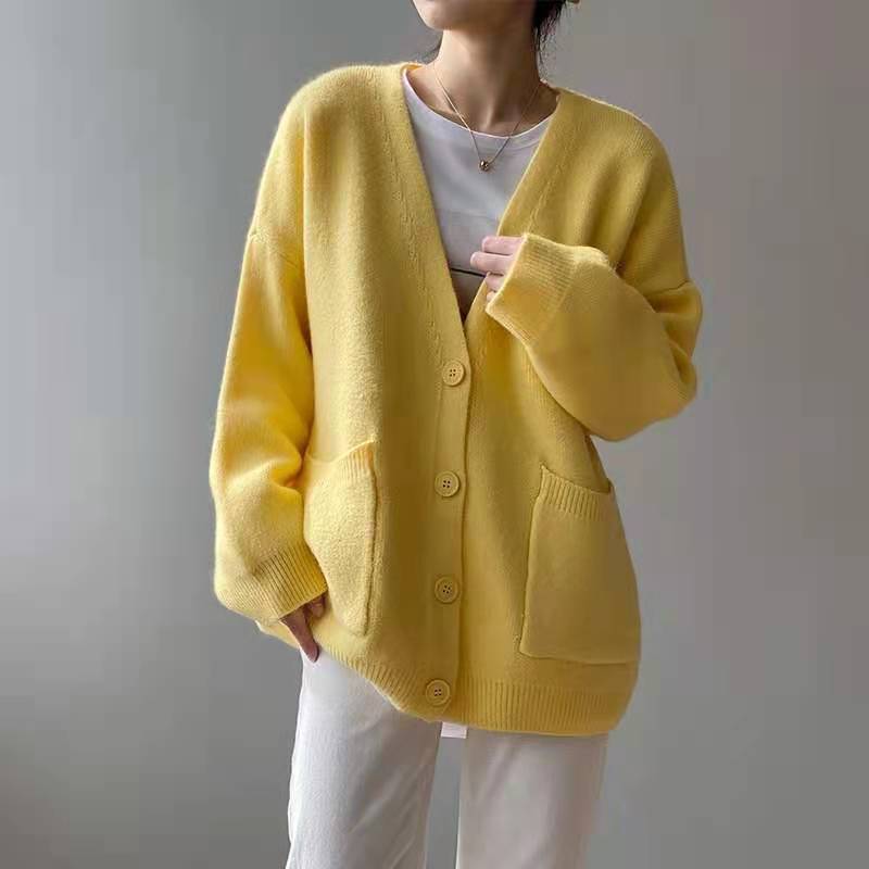 ✨Lazy-style Solid-color Knitted Cardigan