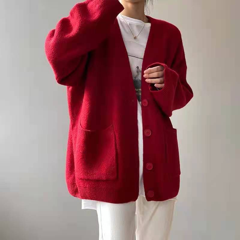 ✨Lazy-style Solid-color Knitted Cardigan