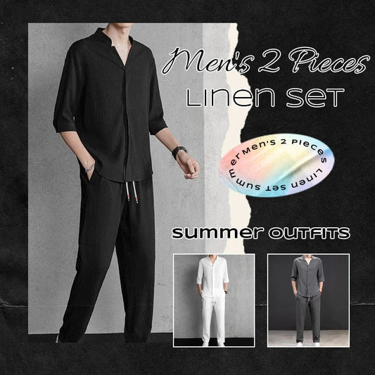 Must-Have for Stylish Summer! Men's Linen 2-Piece Set